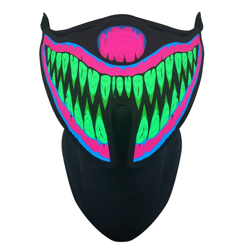 E-Bike Night Rider LED Glow Mask — EL Light-Up Party & Ride Mask