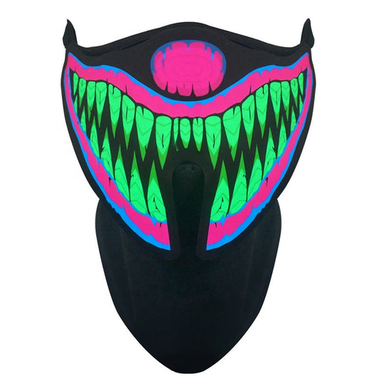 E-Bike Night Rider LED Glow Mask — EL Light-Up Party & Ride Mask