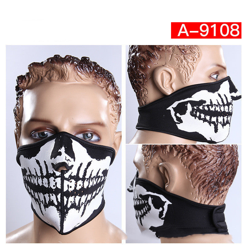 E-Bike Skeleton Face Mask — Windproof Neoprene, Dustproof, All-Season Riding Mask