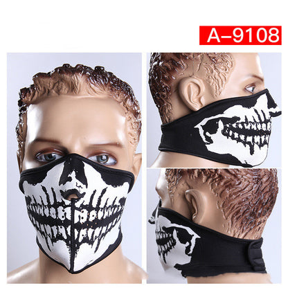 E-Bike Skeleton Face Mask — Windproof Neoprene, Dustproof, All-Season Riding Mask