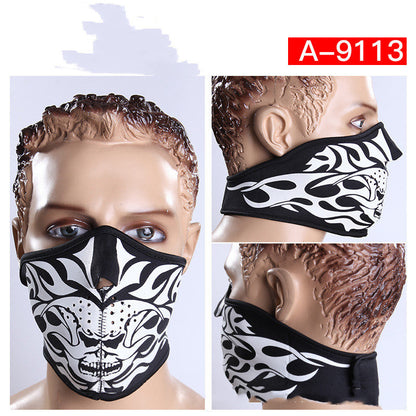 E-Bike Skeleton Face Mask — Windproof Neoprene, Dustproof, All-Season Riding Mask