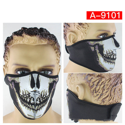 E-Bike Skeleton Face Mask — Windproof Neoprene, Dustproof, All-Season Riding Mask