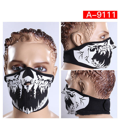 E-Bike Skeleton Face Mask — Windproof Neoprene, Dustproof, All-Season Riding Mask