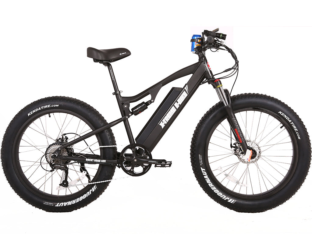 Rocky Road 48V Fat Tire E-Mountain Bike — 500W Bafang, Dual Suspension