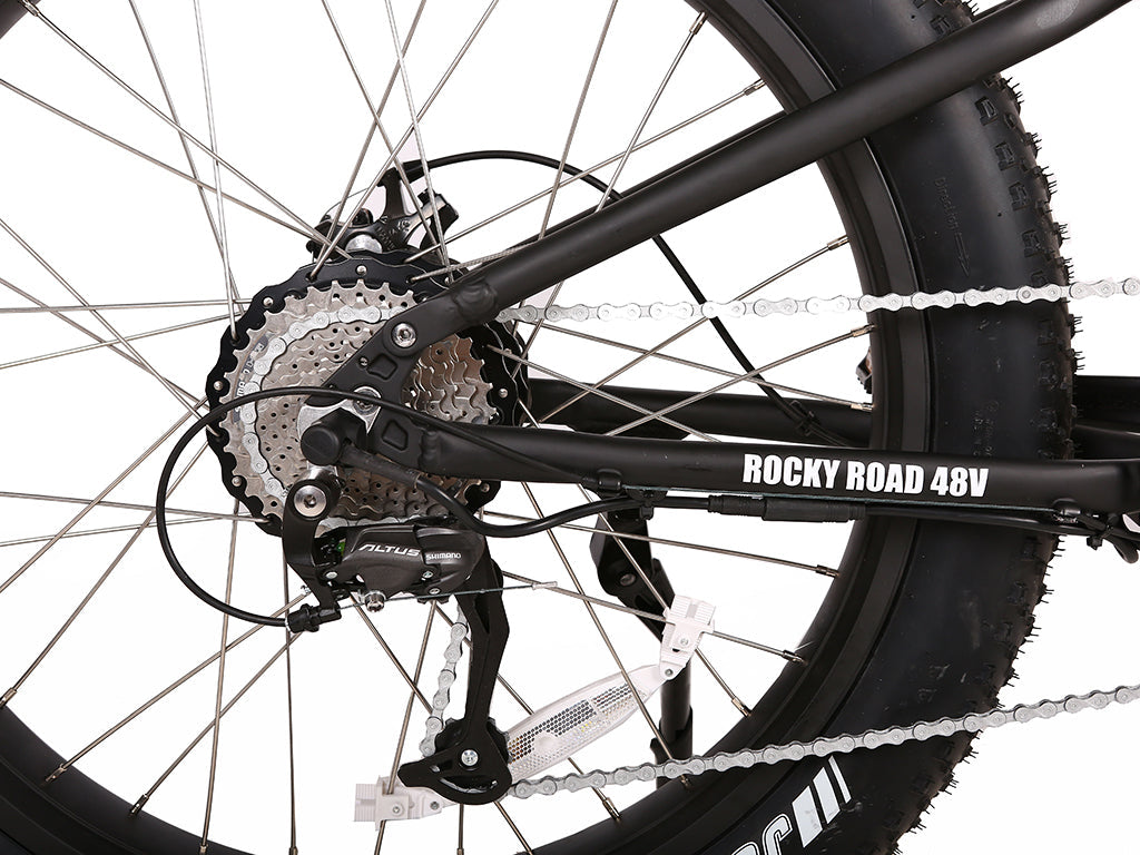 Rocky Road 48V Fat Tire E-Mountain Bike — 500W Bafang, Dual Suspension