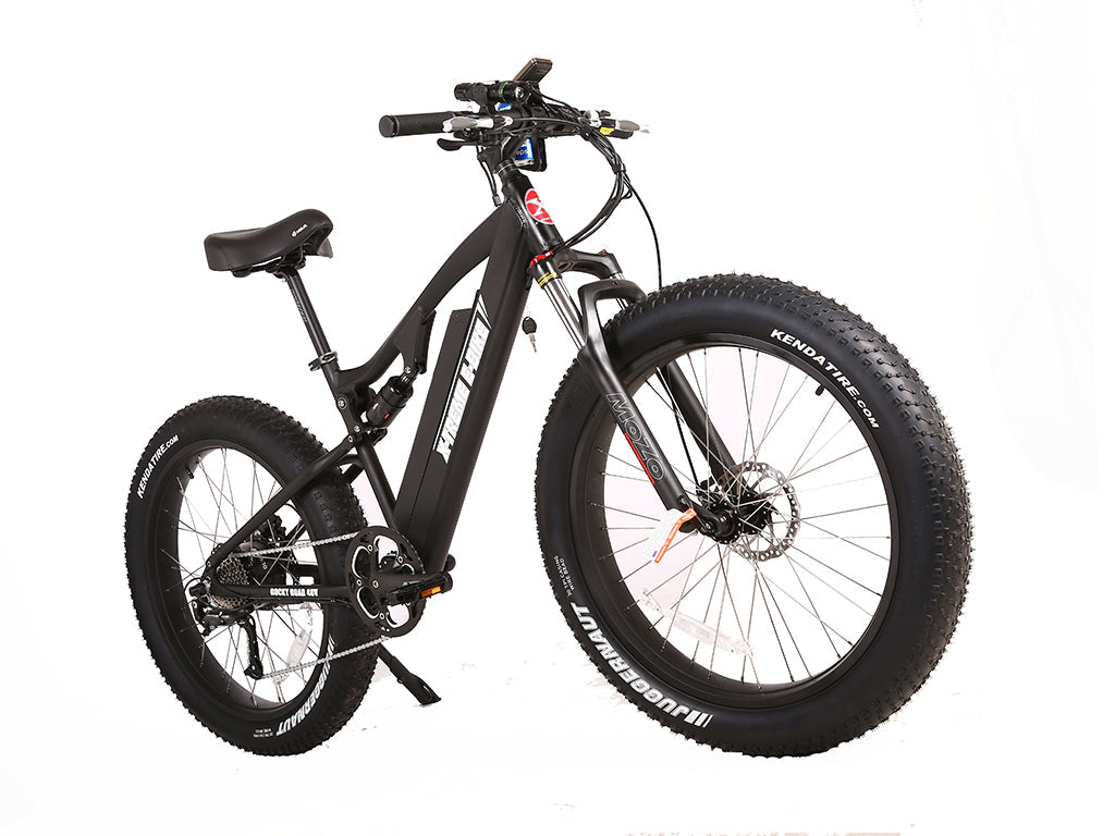 Rocky Road 48V Fat Tire E-Mountain Bike — 500W Bafang, Dual Suspension