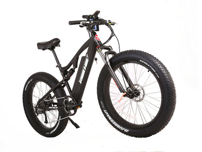 Rocky Road 48V Fat Tire E-Mountain Bike — 500W Bafang, Dual Suspension